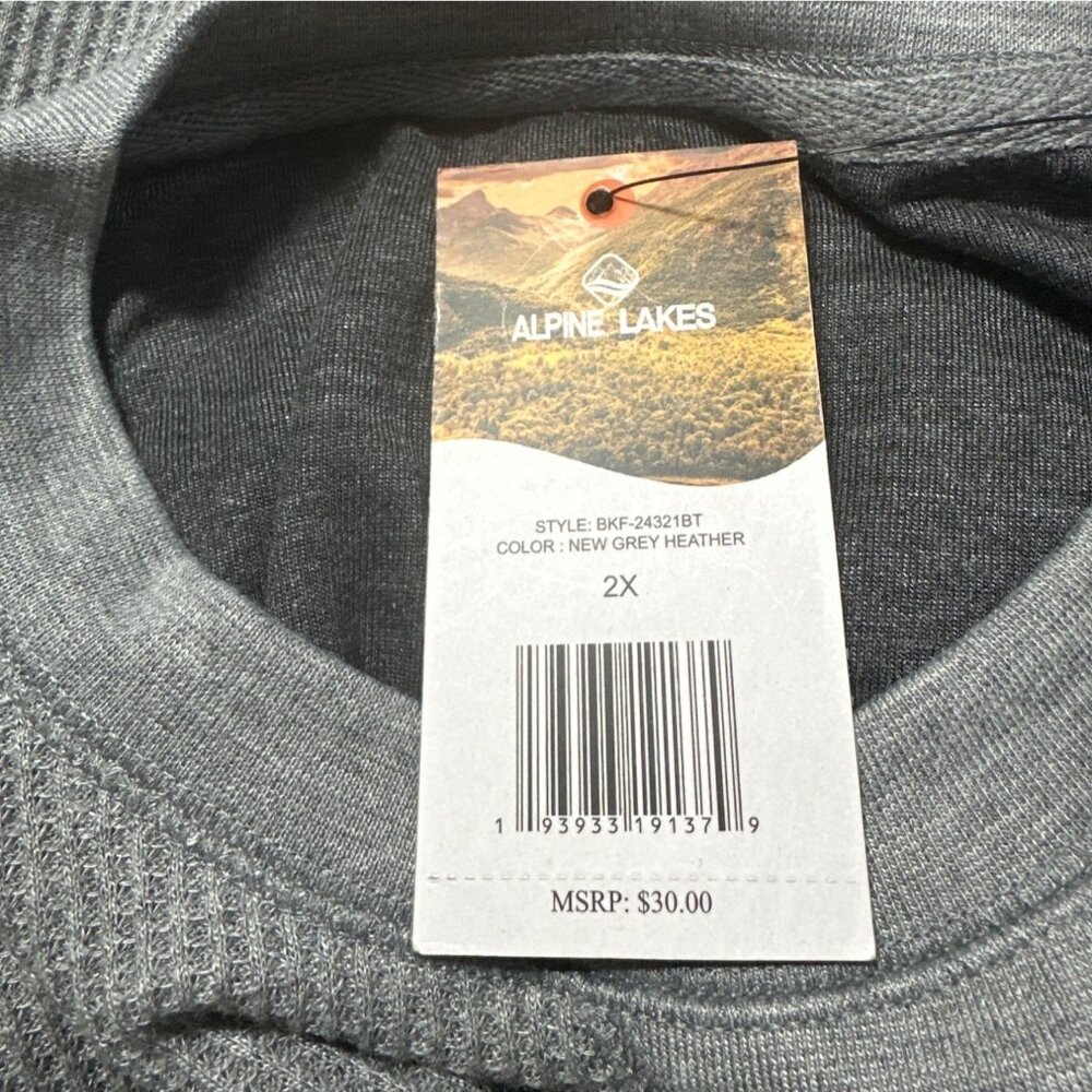 Alpine Lakes Mens Long Sleeve Thermal Shirt 2X NWT Grey Heather Athleisure - Picture 6 of 10